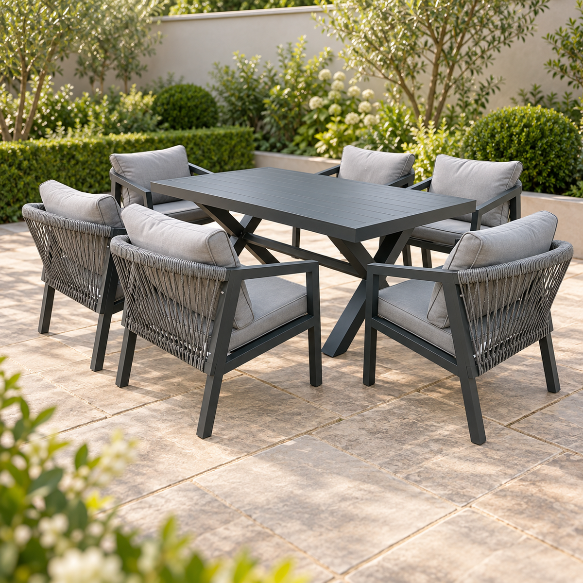 The Eccleston Six-Seater Aluminium Garden Dining Set