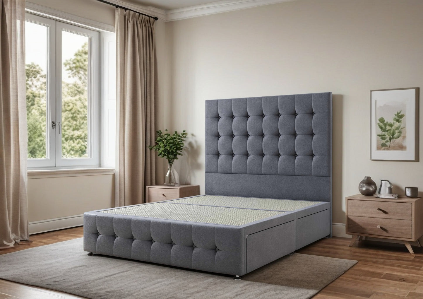 Trier Divan Bed Set with 2 Drawers, headboard and footboard - Choice of Mattress - Madefor.Living