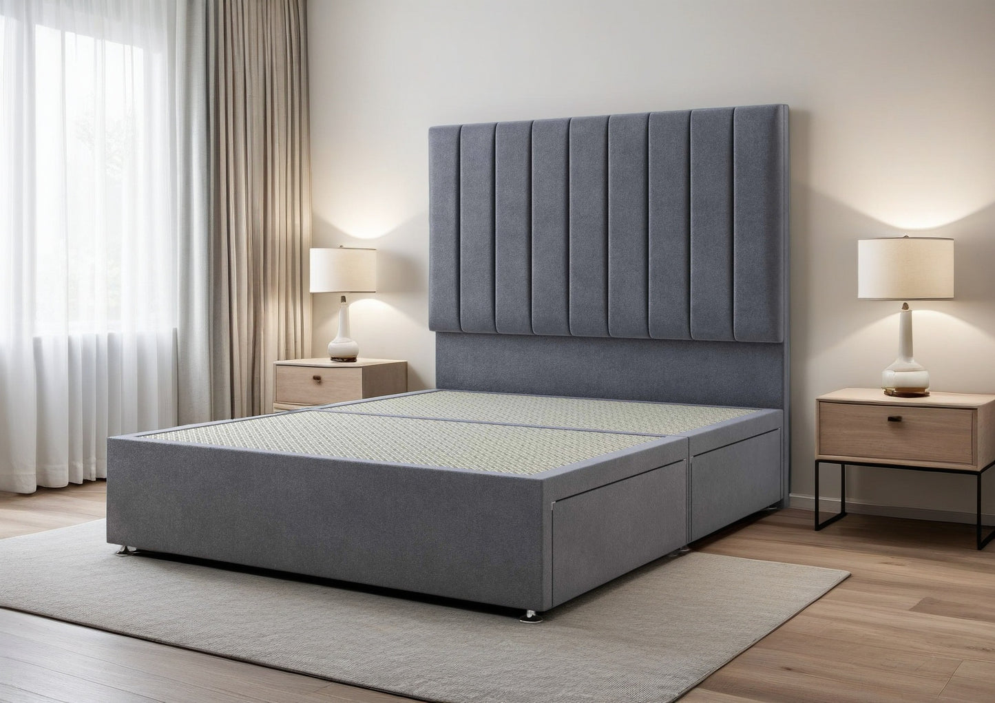 Lawrence Divan Bed Set with 2 Drawer, headboard and footboard - Choice of Mattress - Madefor.Living