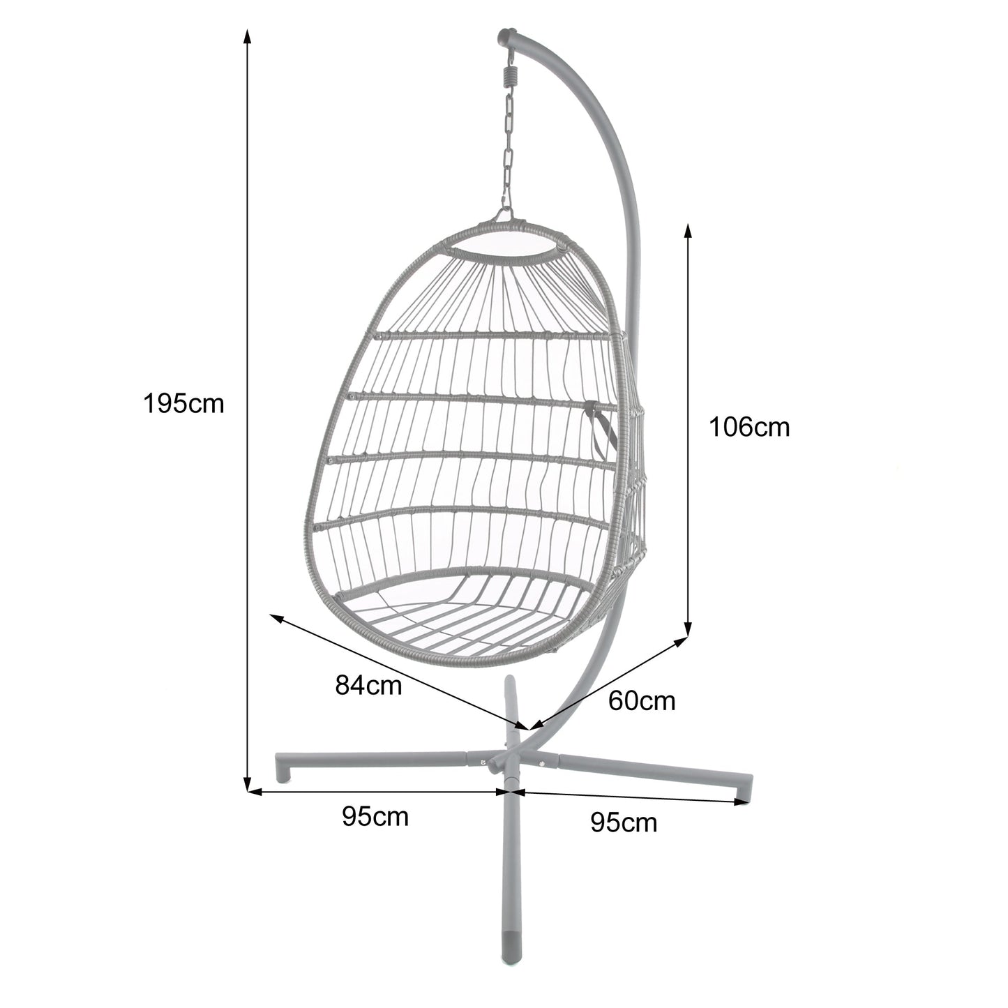 Azura Hanging Egg Chair - Swing Pod Egg Chair - Large with deep Grey Cushions - Madefor.Living