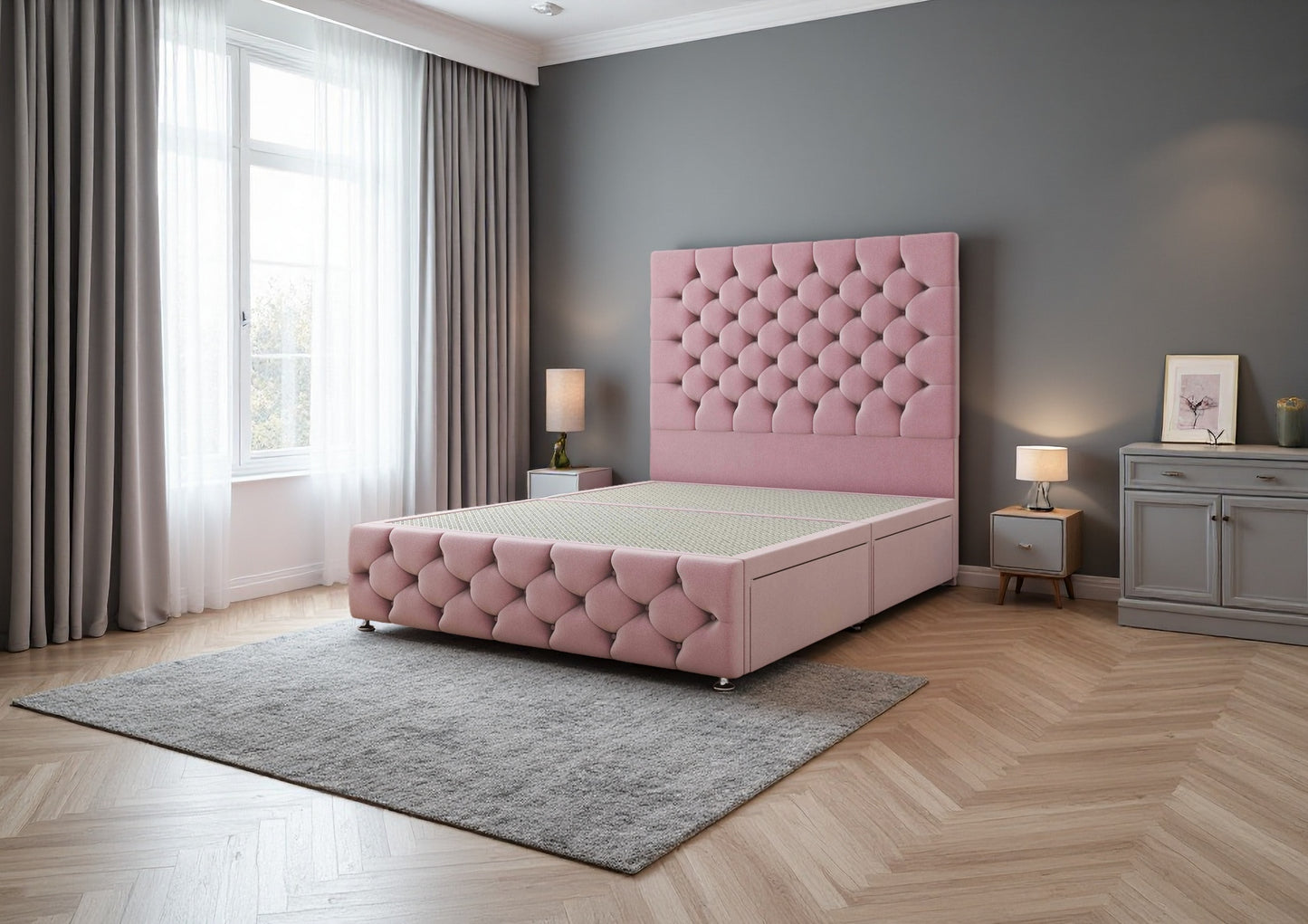 Jeeves Divan Bed Set with 2 Drawer, headboard and footboard - Choice of Mattress - Madefor.Living