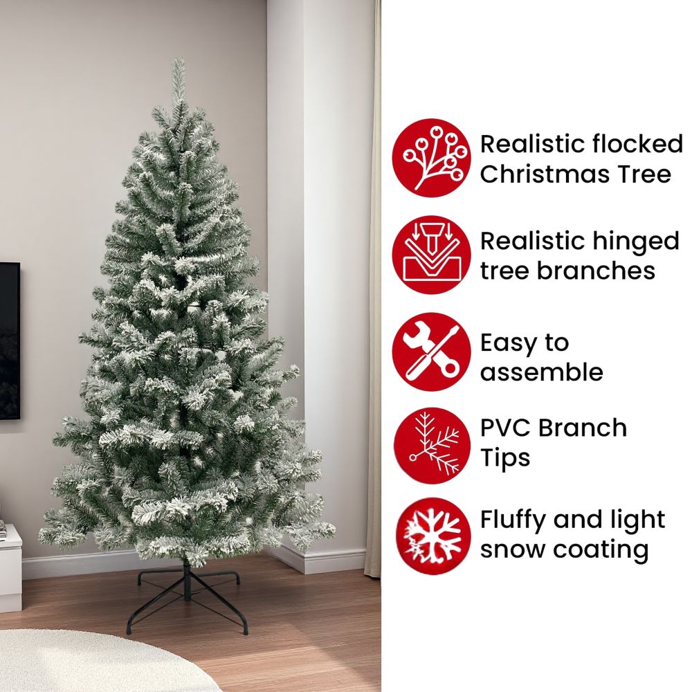 6FT Premium Snow Filled Grand Fir Full Artificial Christmas Tree 1000 Branch Tips - Madefor.Living