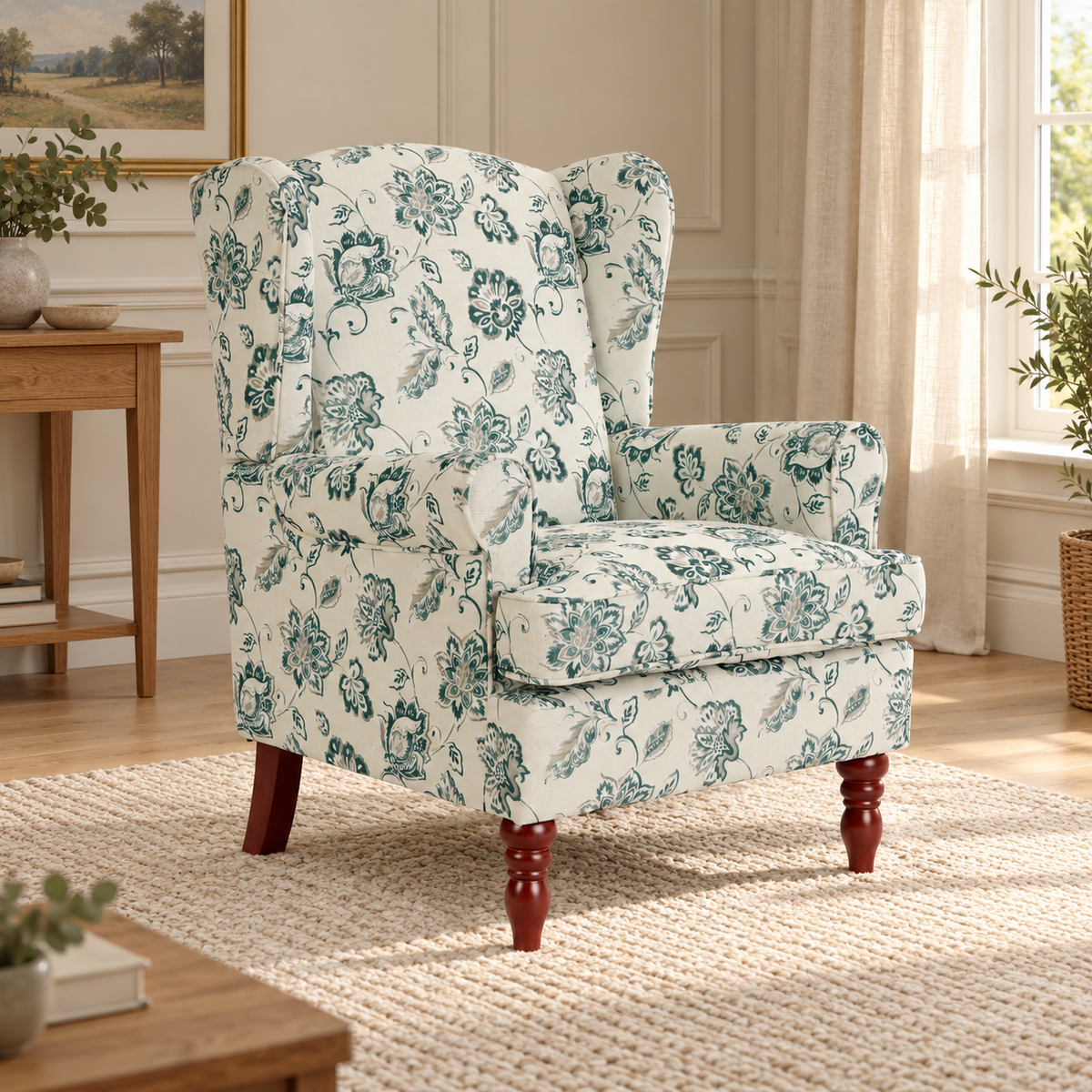 Teal Wingback Chair