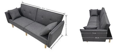 Finnley Two Seat Sofa Bed - Grey - Madefor.Living