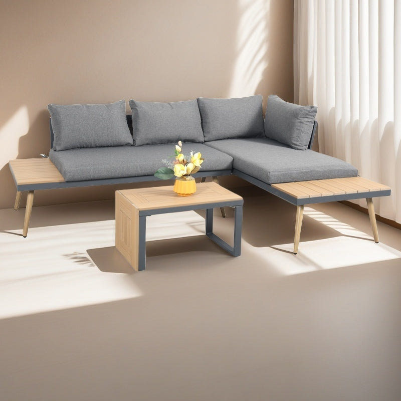 Belmont Metal and Contemporary Poly-Wood Sectional Corner Garden Set - Madefor.Living