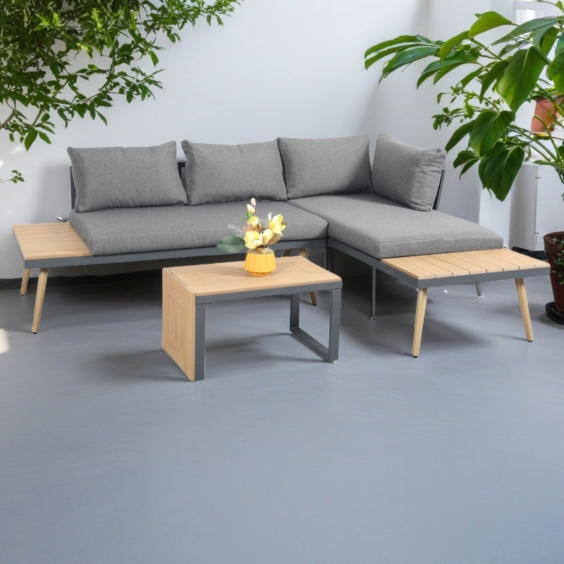 Belmont Metal and Contemporary Poly-Wood Sectional Corner Garden Set - Madefor.Living