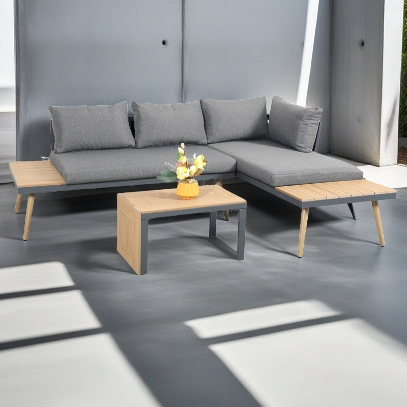 Belmont Metal and Contemporary Poly-Wood Sectional Corner Garden Set - Madefor.Living