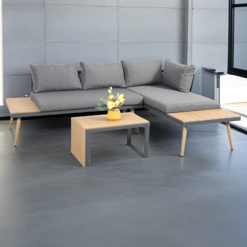 Belmont Metal and Contemporary Poly-Wood Sectional Corner Garden Set - Madefor.Living