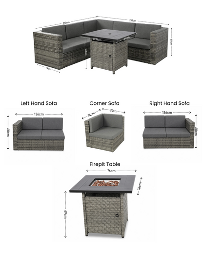 Ascot Fire Pit Garden Set – Grey