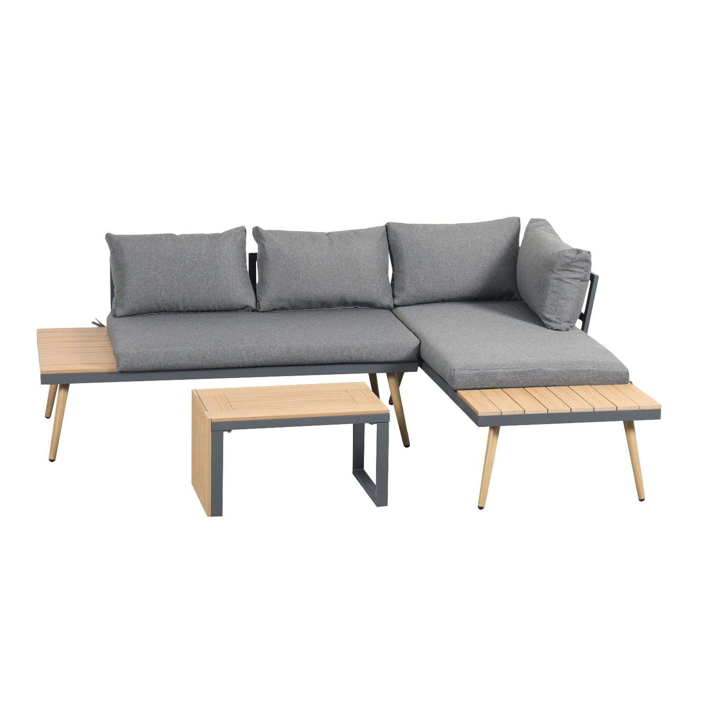 Belmont Metal and Contemporary Poly-Wood Sectional Corner Garden Set - Madefor.Living