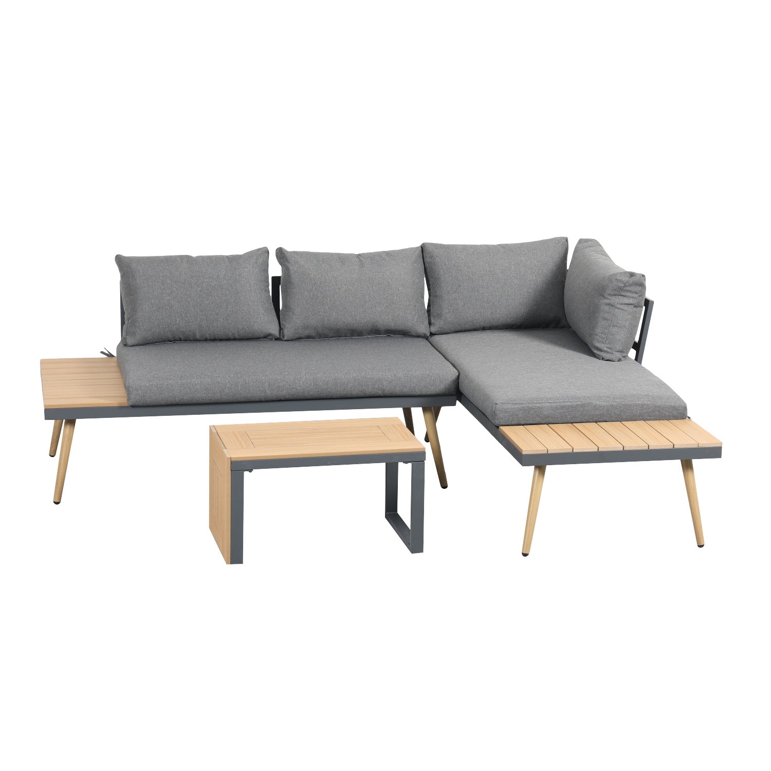 Belmont Metal and Contemporary Poly-Wood Sectional Corner Garden Set - Madefor.Living