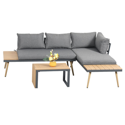 Belmont Metal and Contemporary Poly-Wood Sectional Corner Garden Set - Madefor.Living
