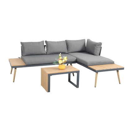 Belmont Metal and Contemporary Poly-Wood Sectional Corner Garden Set - Madefor.Living