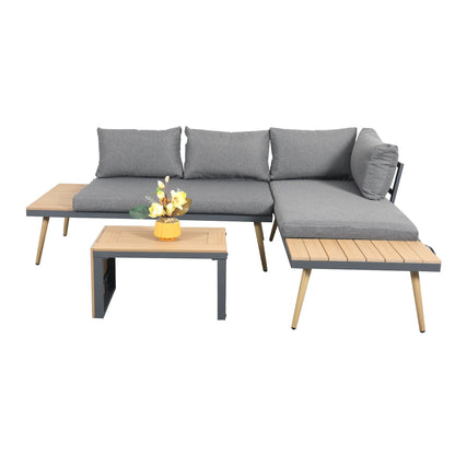 Belmont Metal and Contemporary Poly-Wood Sectional Corner Garden Set - Madefor.Living