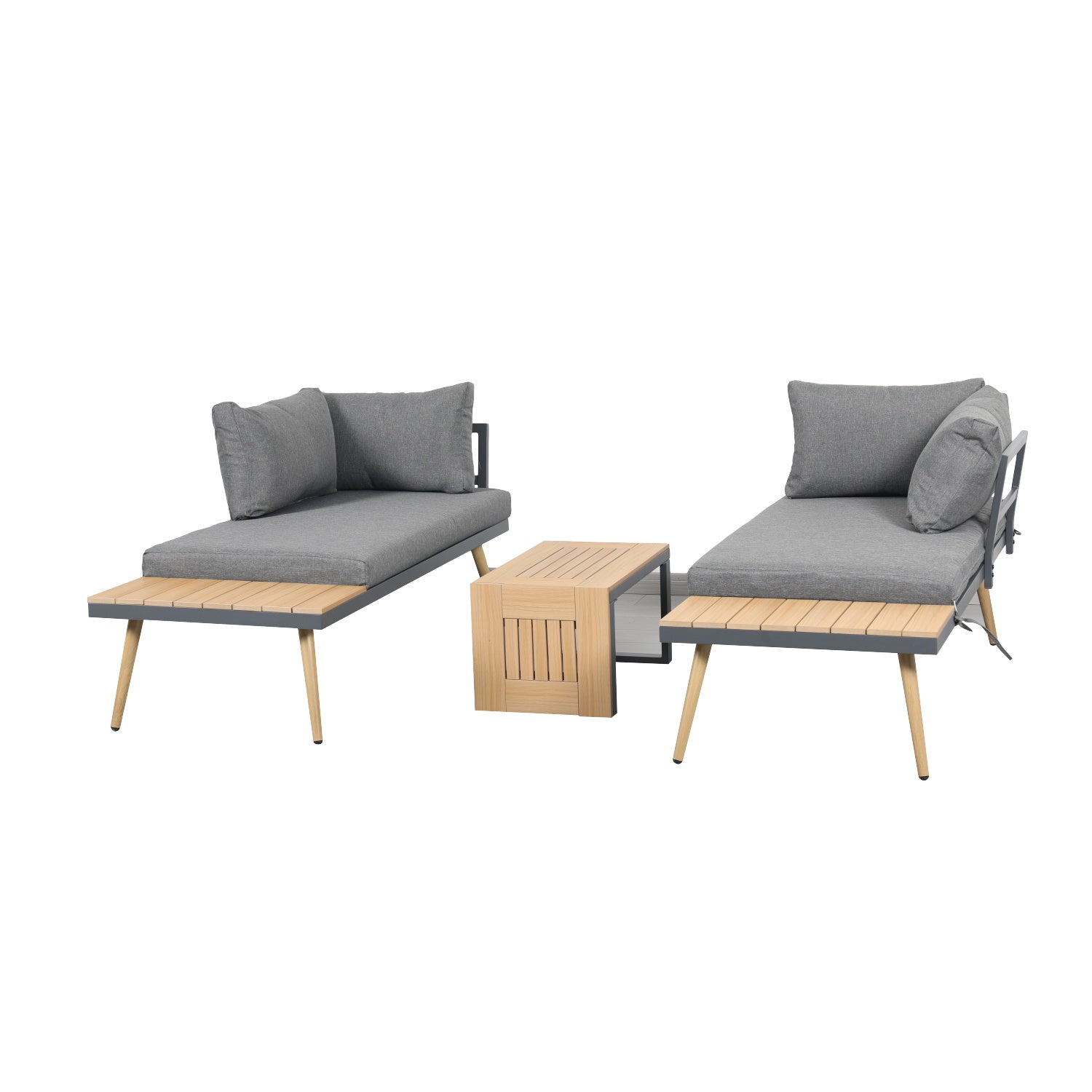 Belmont Metal and Contemporary Poly-Wood Sectional Corner Garden Set - Madefor.Living