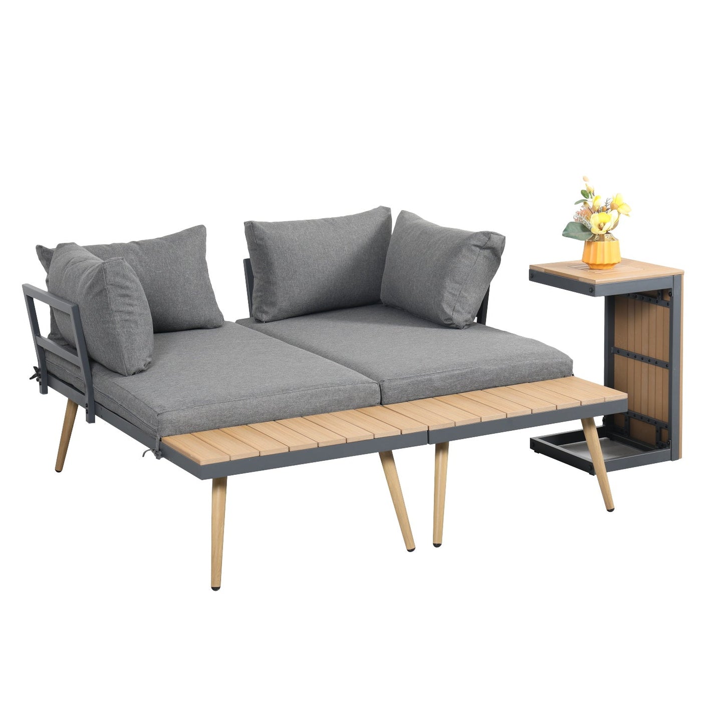 Belmont Metal and Contemporary Poly-Wood Sectional Corner Garden Set - Madefor.Living