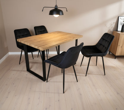 Colorado Dining Table with 4 Erica Velvet Chairs