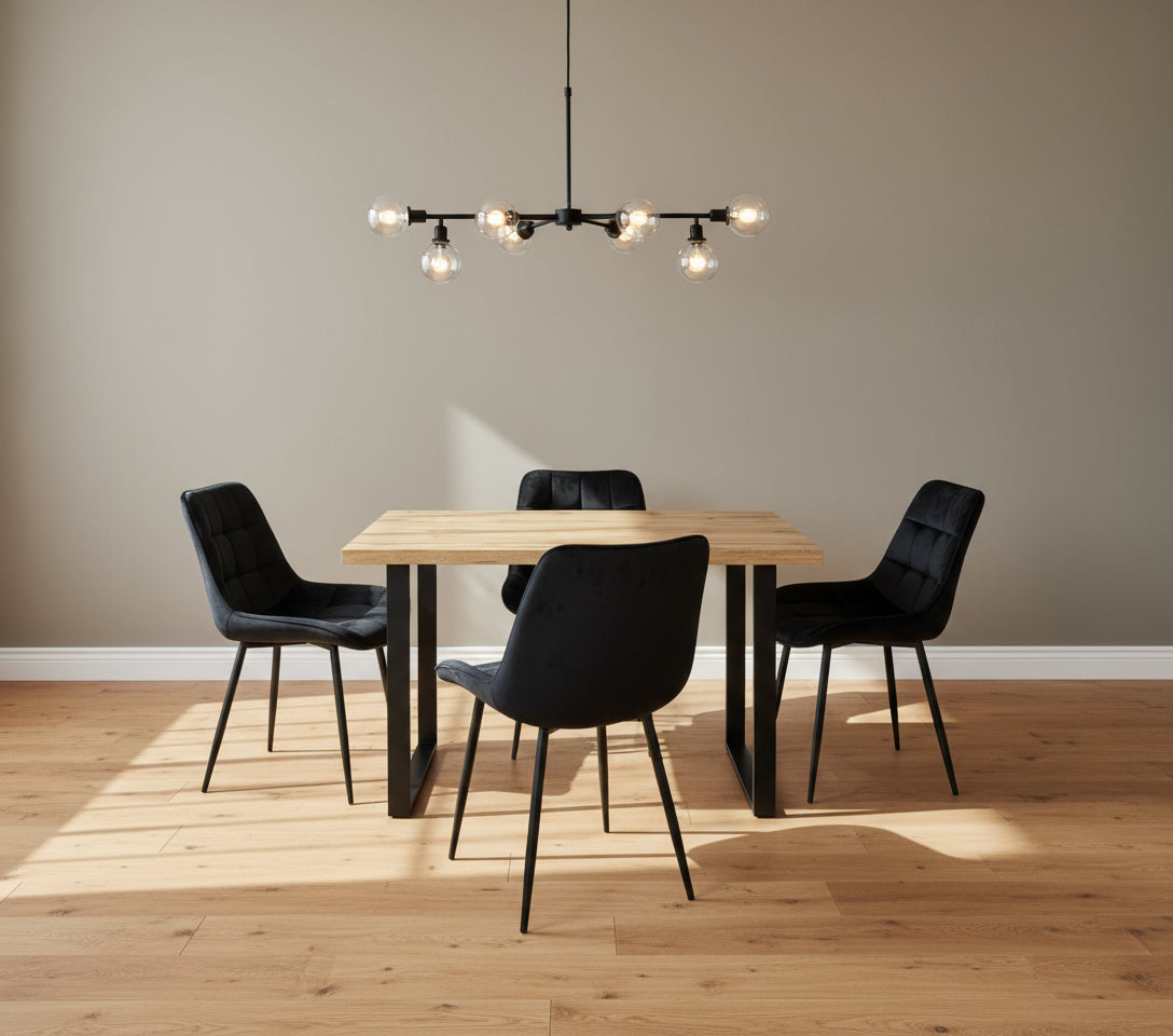 Colorado Dining Table with 4 Erica Velvet Chairs