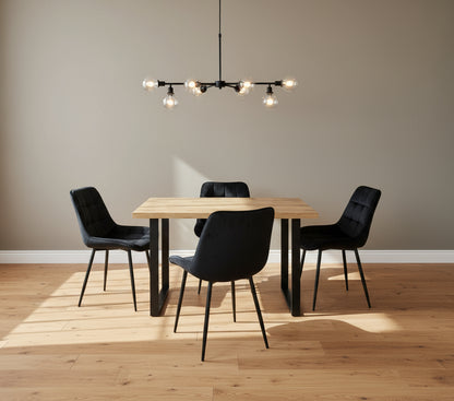 Colorado Dining Table with 4 Erica Velvet Chairs