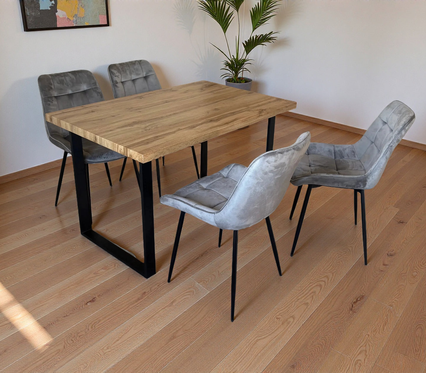 Colorado Dining Table with 4 Erica Velvet Chairs