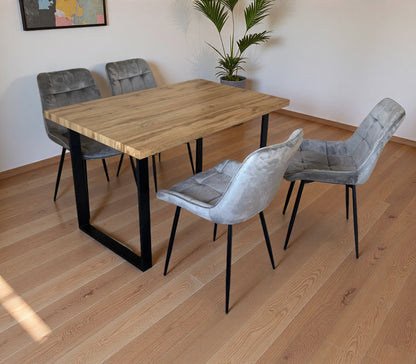 Colorado Dining Table with 4 Erica Velvet Chairs