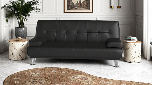 Jace Black Leather 3 Seat Sofa Bed Set