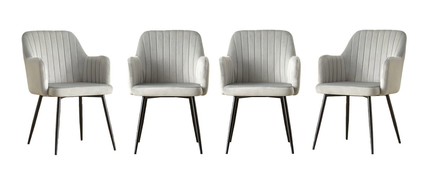 San Diego Marble Top Dining Table with Charlotte Velvet Chairs - Madefor.Living