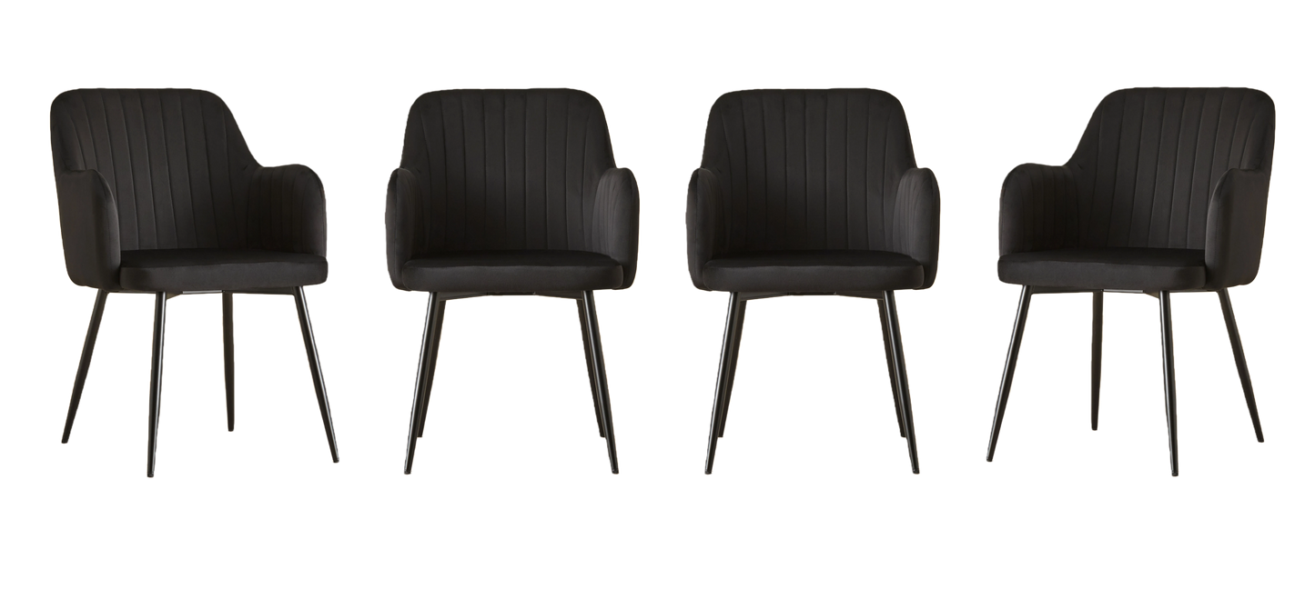 San Diego Marble Top Dining Table with Charlotte Velvet Chairs - Madefor.Living