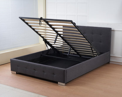 The Oslo Grey Linen Tufted Ottoman Bed Frame