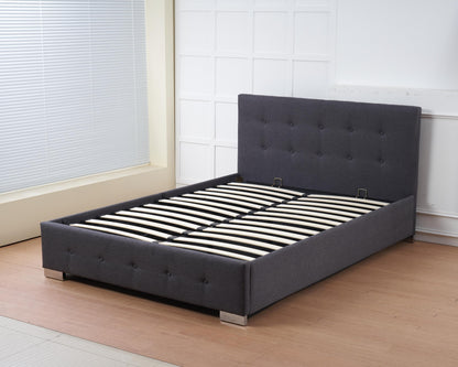 The Oslo Grey Linen Tufted Ottoman Bed Frame