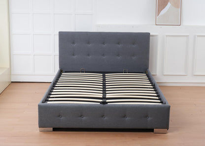 The Oslo Grey Linen Tufted Ottoman Bed Frame