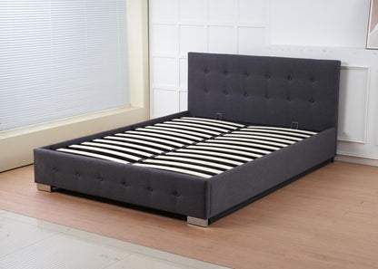 The Oslo Grey Linen Tufted Ottoman Bed Frame