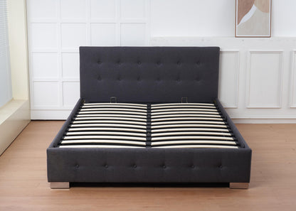The Oslo Grey Linen Tufted Ottoman Bed Frame