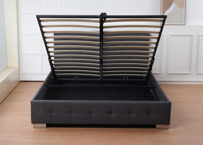 The Oslo Grey Linen Tufted Ottoman Bed Frame