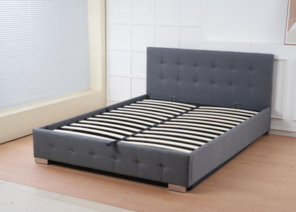 The Oslo Grey Linen Tufted Ottoman Bed Frame