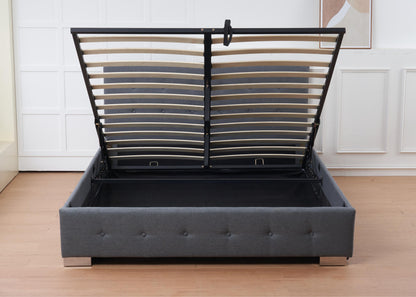 The Oslo Grey Linen Tufted Ottoman Bed Frame