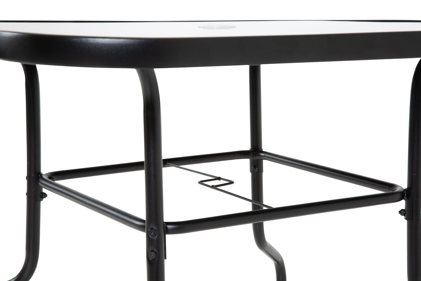 The Lancaster - Black and Grey Metal 4 Seat Garden Dining Set including Parasol - Madefor.Living