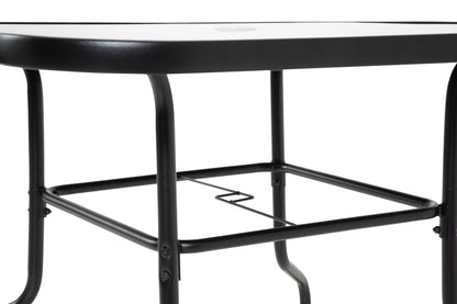 The Lancaster - Black and Grey Metal 4 Seat Garden Dining Set including Parasol - Madefor.Living