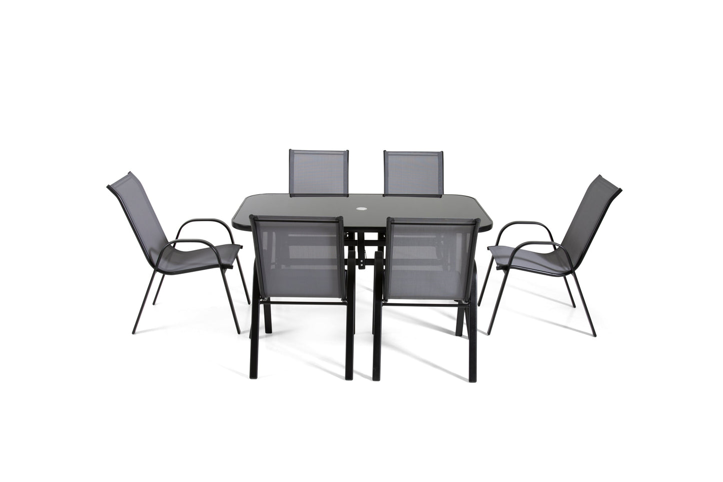 The Rufford - Black and Grey Metal 6 Seat Garden Dining Set - Madefor.Living
