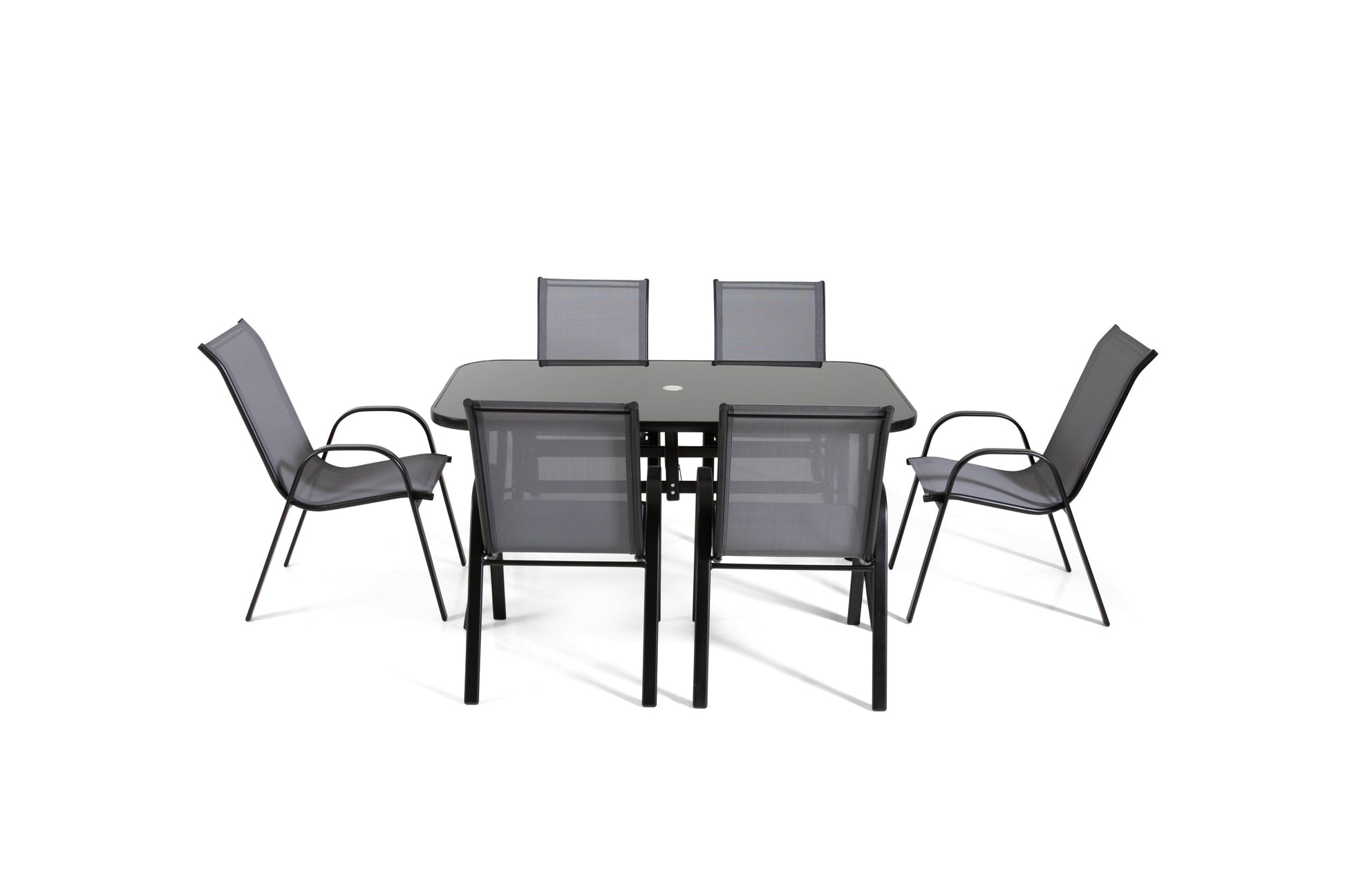 The Rufford - Black and Grey Metal 6 Seat Garden Dining Set - Madefor.Living
