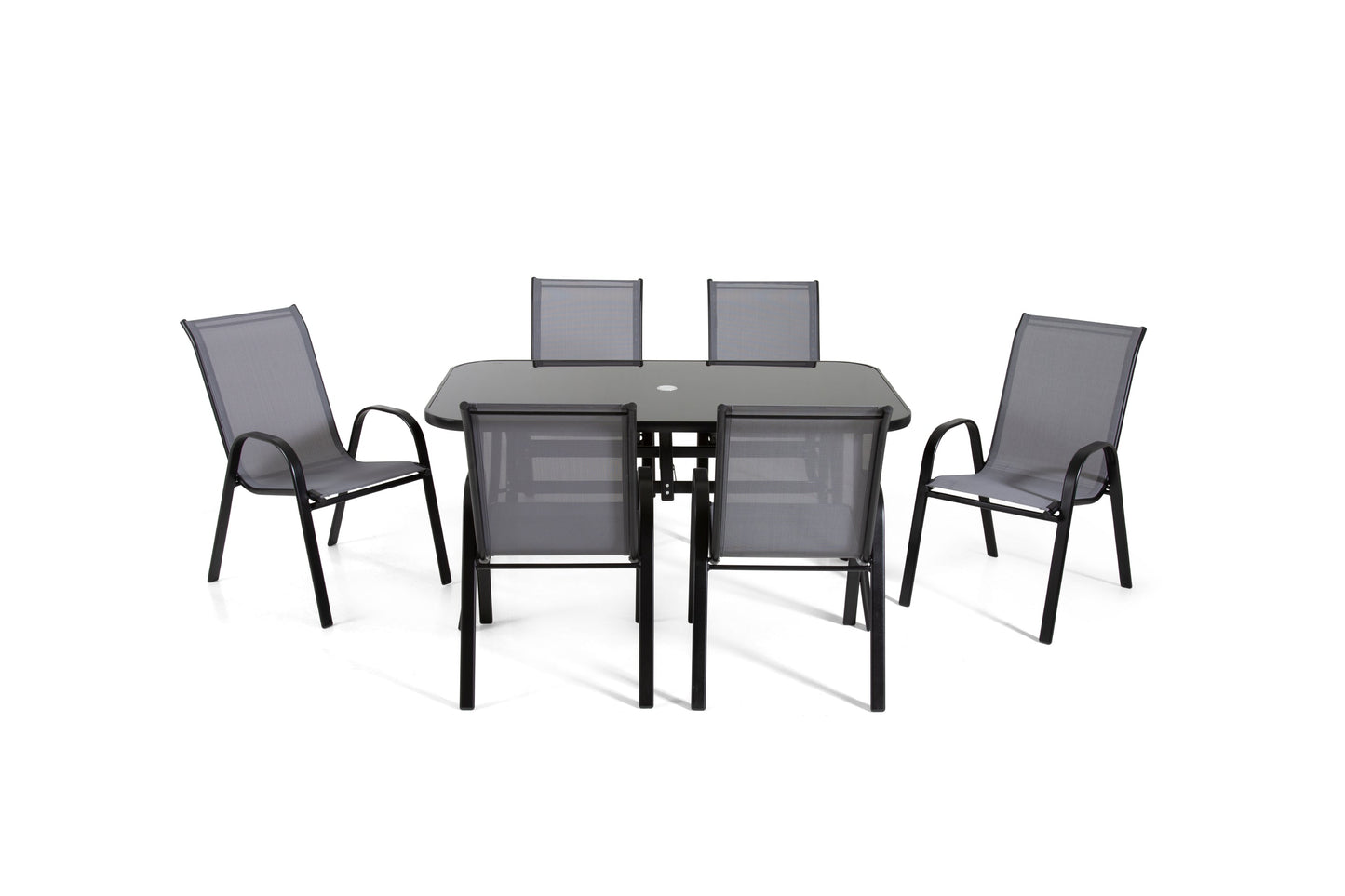 The Rufford - Black and Grey Metal 6 Seat Garden Dining Set - Madefor.Living