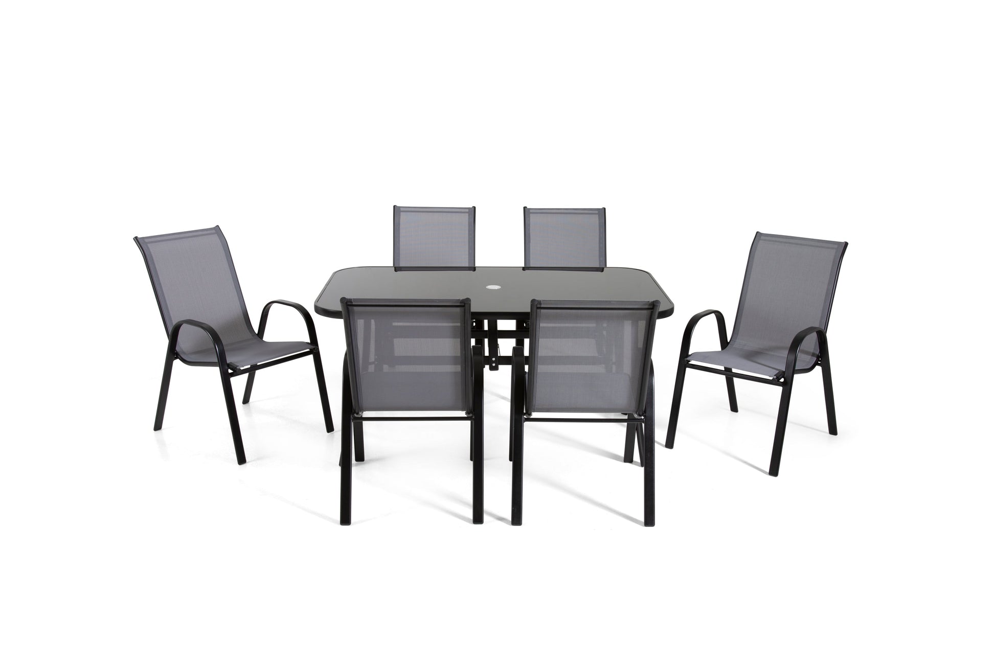 The Rufford - Black and Grey Metal 6 Seat Garden Dining Set - Madefor.Living