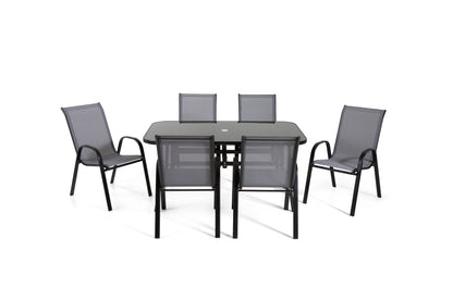 The Rufford - Black and Grey Metal 6 Seat Garden Dining Set - Madefor.Living