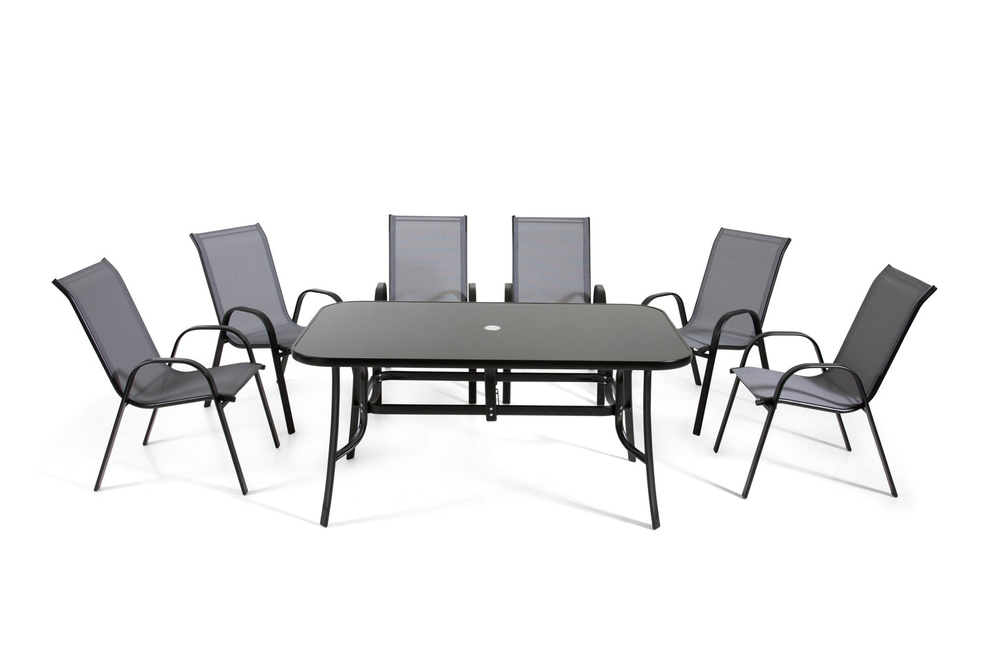 The Rufford - Black and Grey Metal 6 Seat Garden Dining Set - Madefor.Living