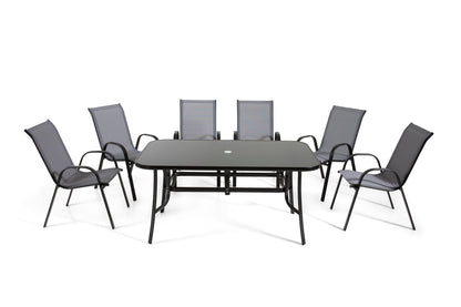 The Rufford - Black and Grey Metal 6 Seat Garden Dining Set - Madefor.Living