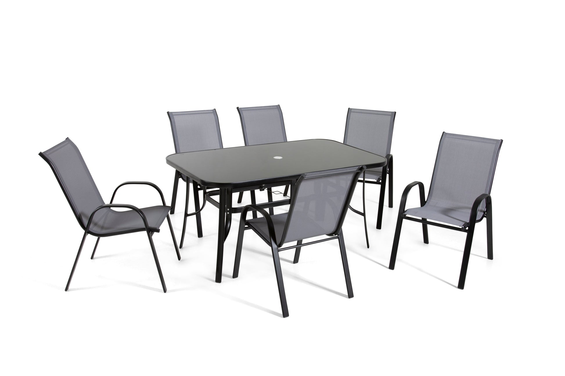 The Rufford - Black and Grey Metal 6 Seat Garden Dining Set - Madefor.Living