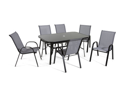The Rufford - Black and Grey Metal 6 Seat Garden Dining Set - Madefor.Living