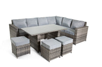 Thumbnail for The Tarporley Grey 9 Seat Corner Rattan Dining Set