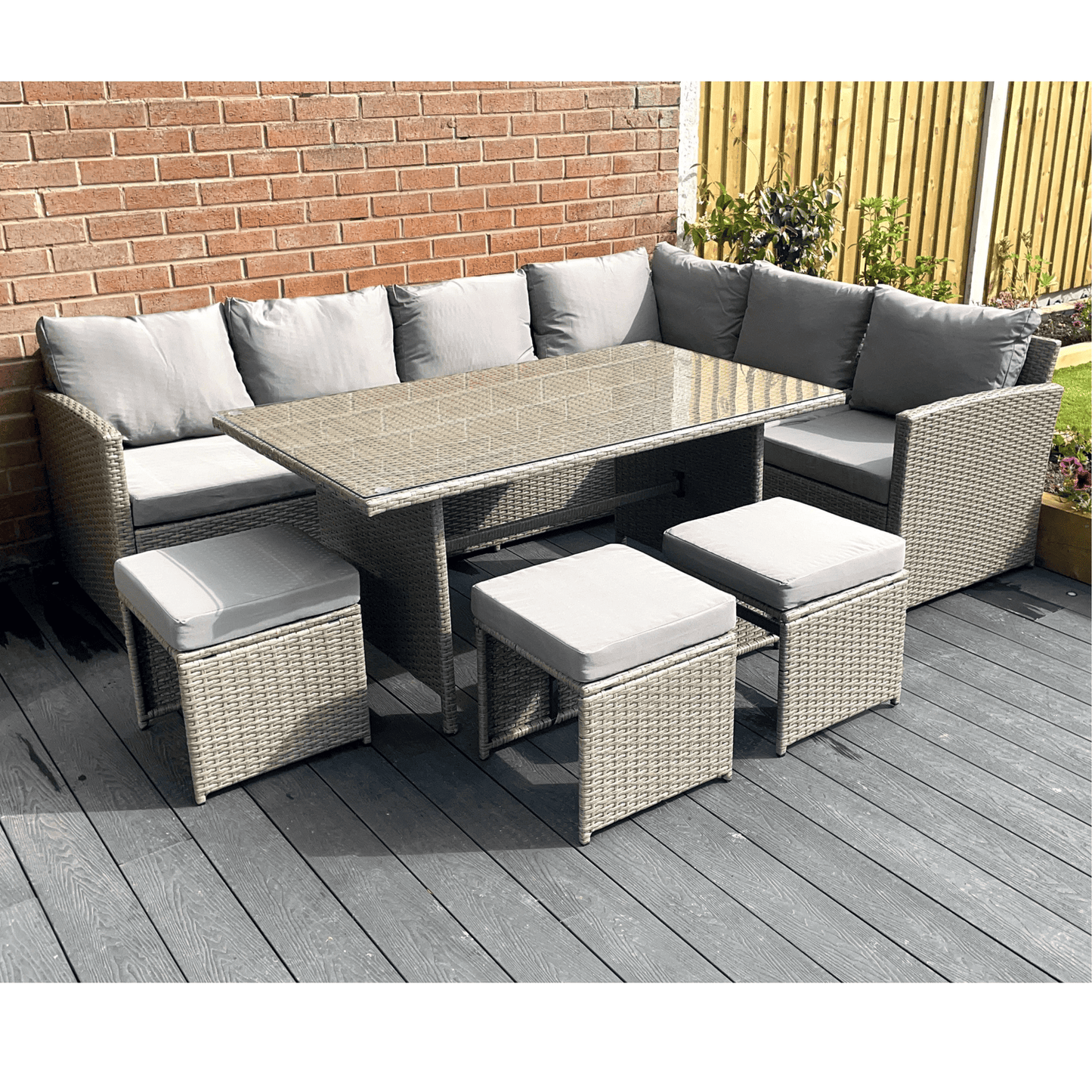The Knutsford 9 Seat Corner Rattan Dining Set - Madefor.Living