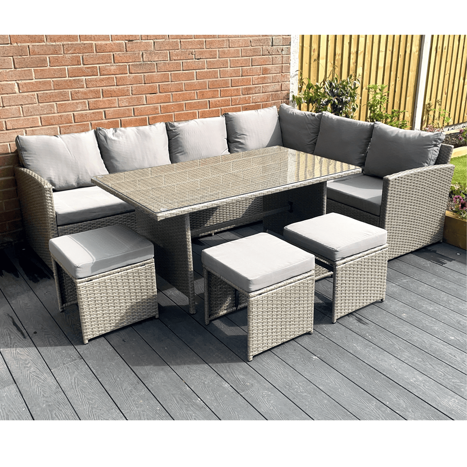 The Knutsford 9 Seat Corner Rattan Dining Set - Madefor.Living